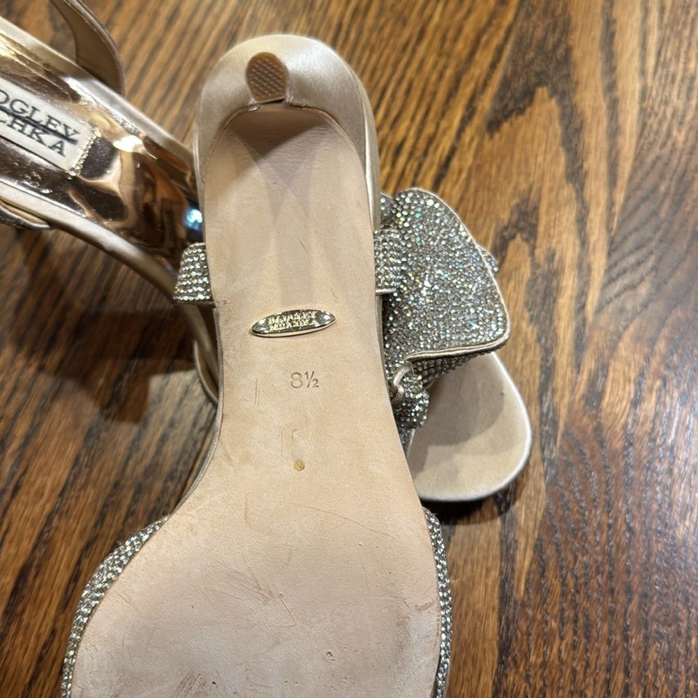 Badgley Mischka Gold Strappy Heels - Picture 5 of 7